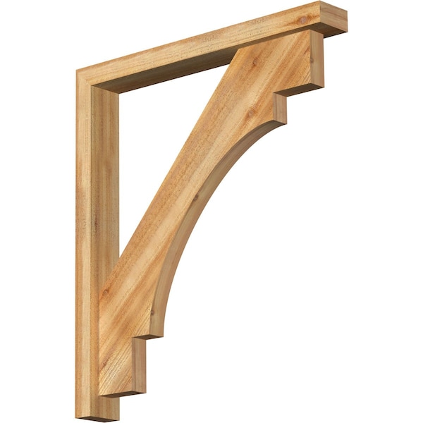 Ekena Millwork Merced Block Rough Sawn Bracket w/ Offset Brace, Western Red Cedar, 4"W x 30"D x 34"H BKT0402X30X34MRC05RWR - main